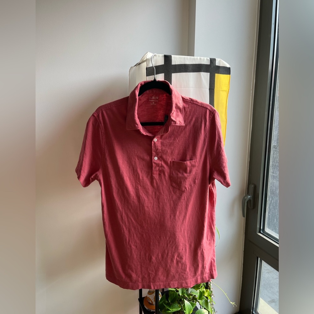 J Crew 100% cotton salmon-pink polo t shirt